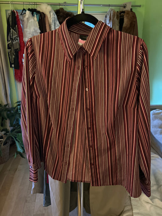 Pink and black pinstripe button up