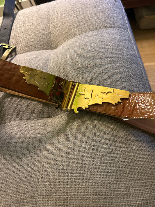 Brown escada belt with gold hardware