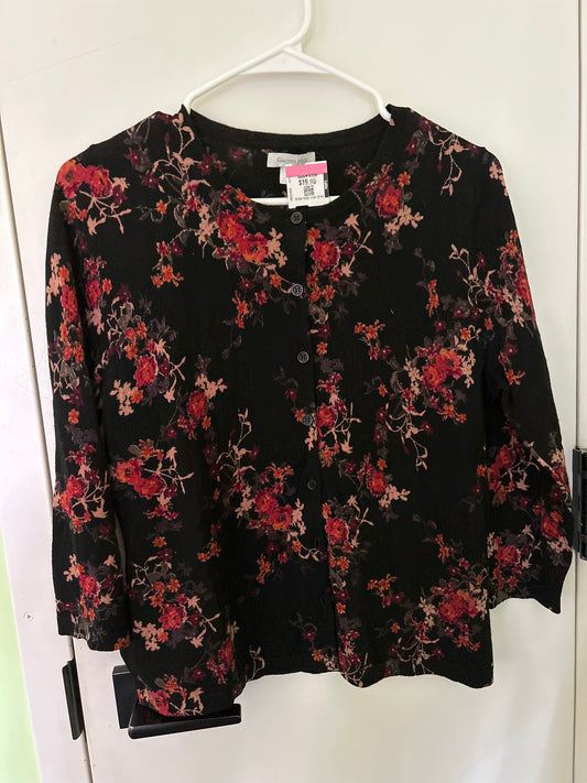 Black floral cardigan