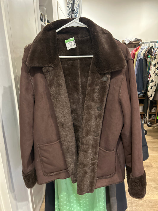 Brown faux suede jacket