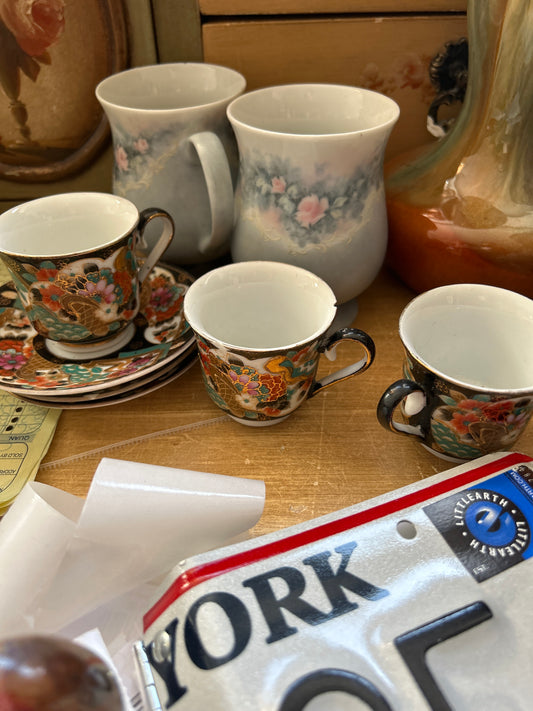 Hand painted porcelain espresso set