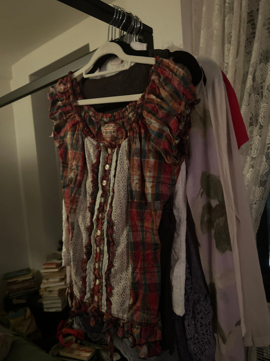 Plaid and lace top