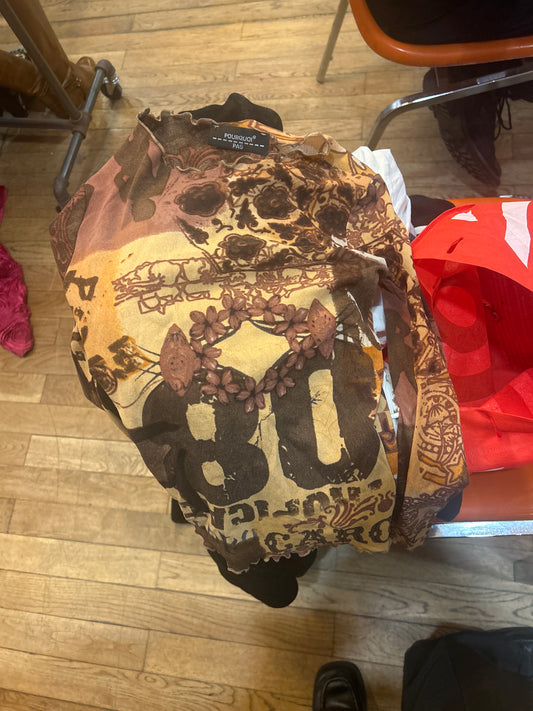 Pourquoi Paris sheer graphic top 01502F