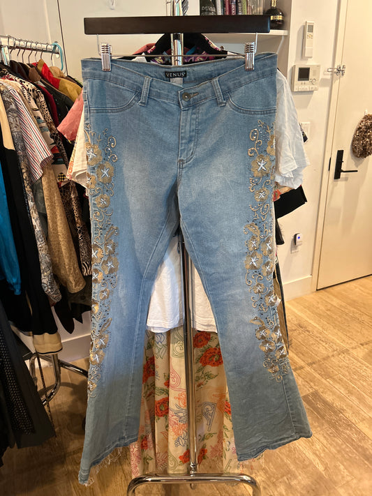 Bedazzled denim pants