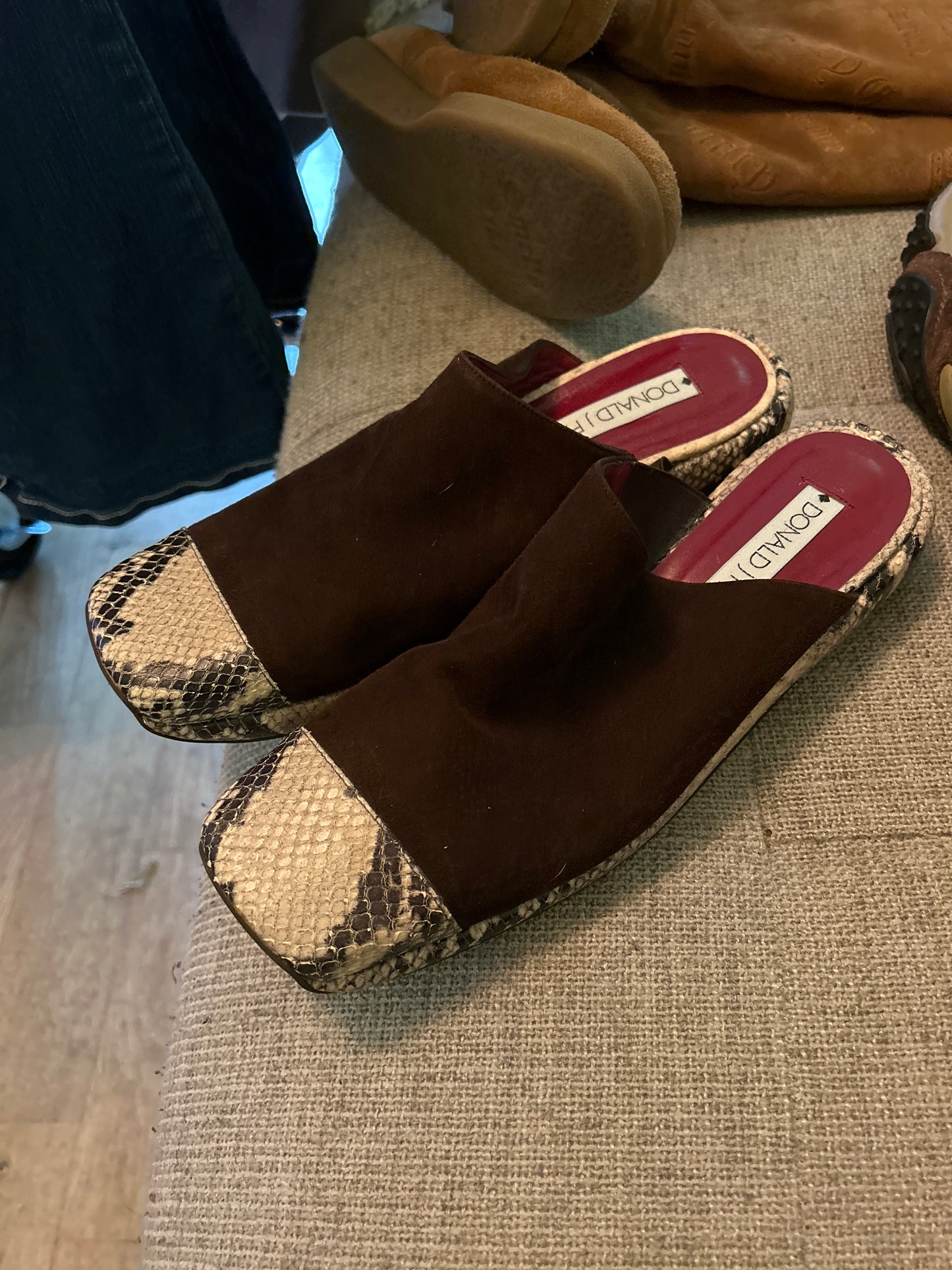STREET RAT snake/suede slip ons