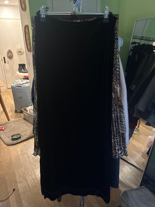Dark brown velvet maxi skirt