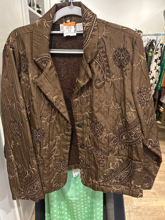 Brown embroidered blazer