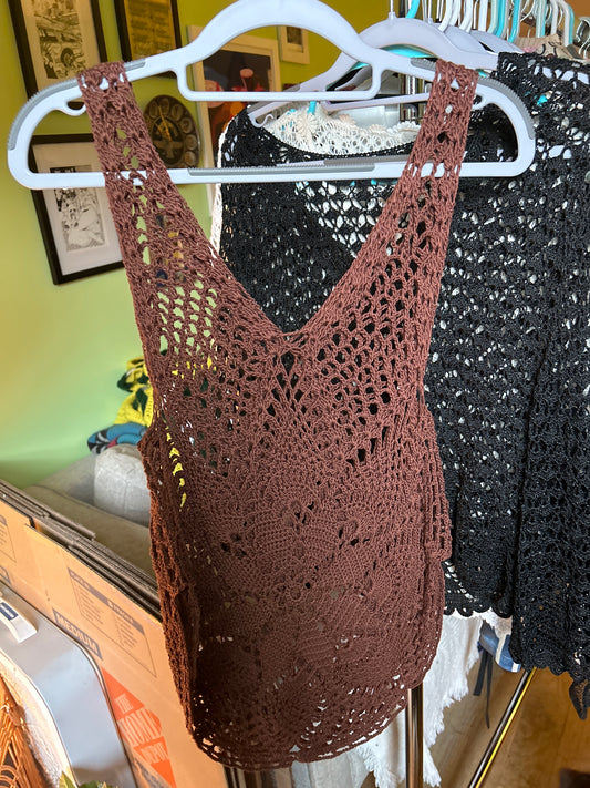 Brown crochet tank