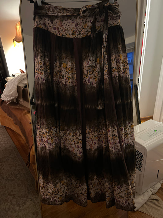 Cotton floral tie dye bohemian skirt