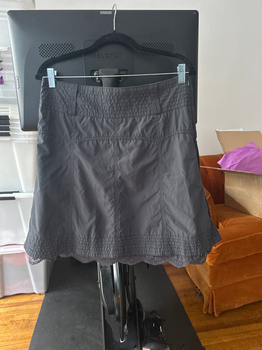 Slate grey midi skirt with lace bottom