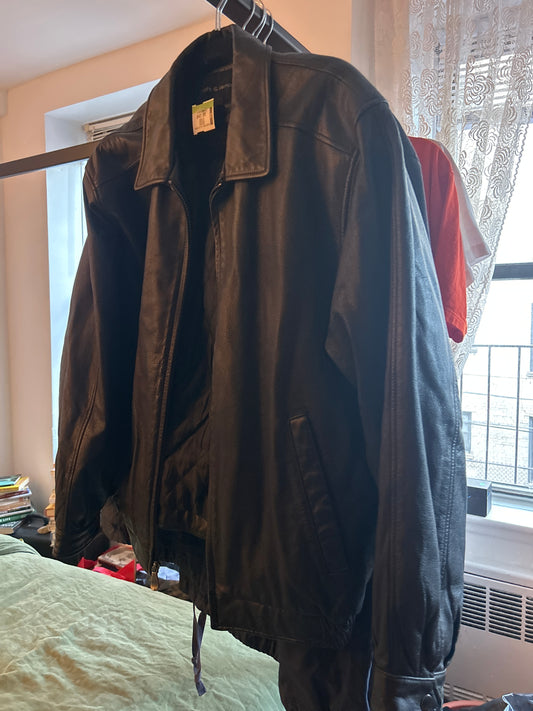 Croft & barrow black leather bomber