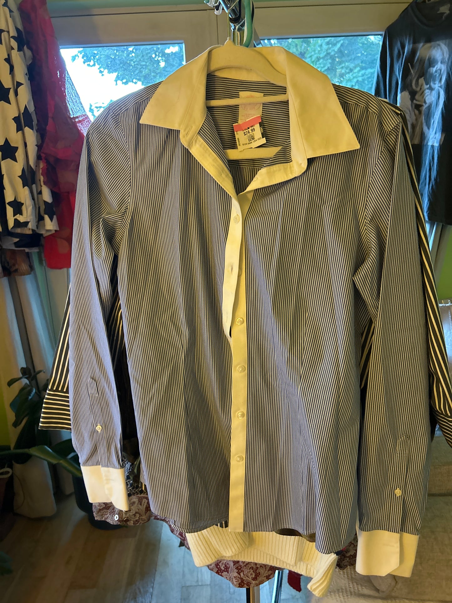 Brooks brothers button up blue stripe