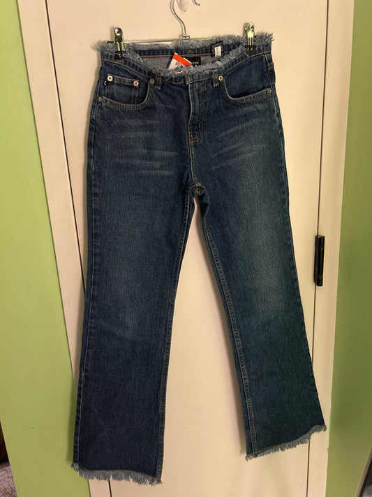 Express frayed blue jeans