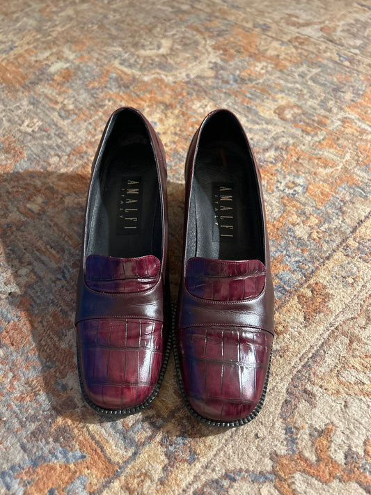 Italian leather croc loafers