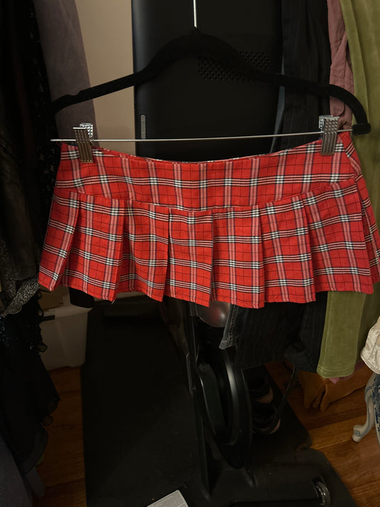 Red plaid micro mini skirt 01503X