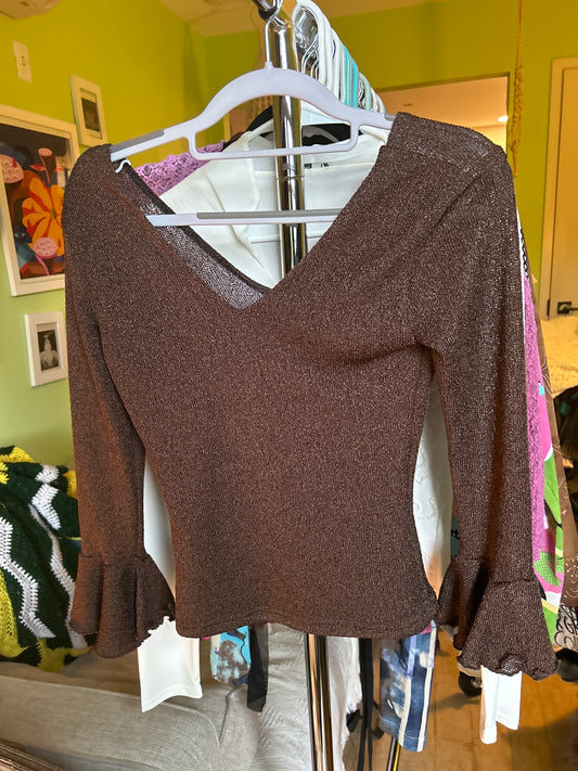 Brown bell sleeve top