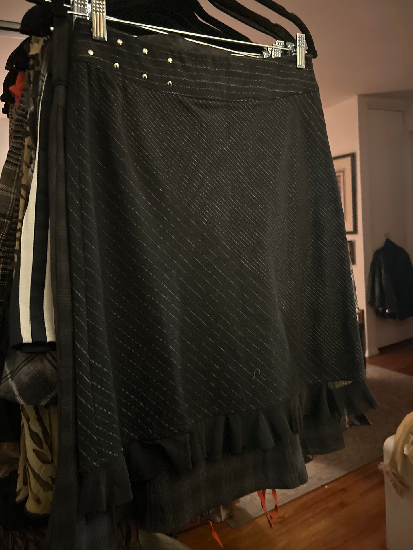 Wool blend pinstripe skirt