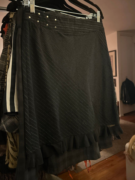 Wool blend pinstripe skirt