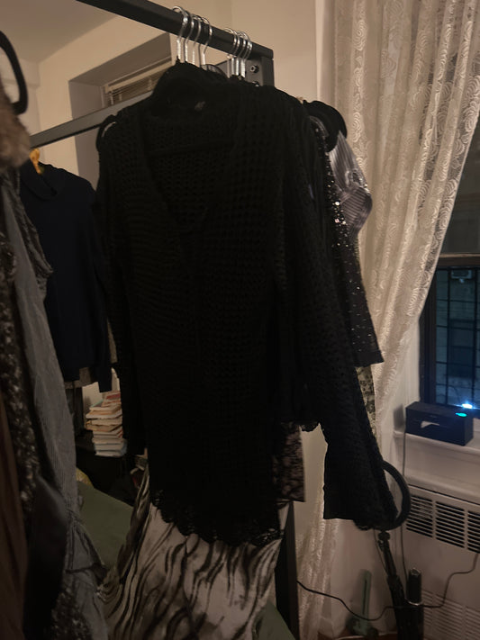 Black knit long sleeve top