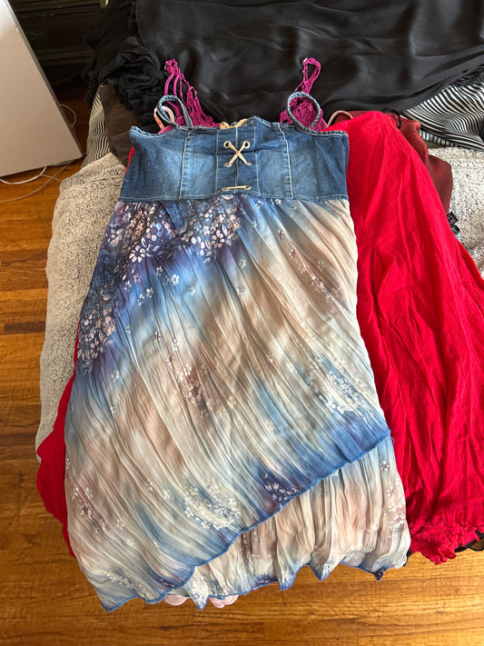 Mixed media tropical dress