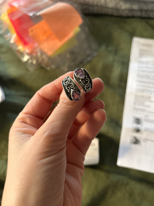 Amethyst Sterling Wrap Ring 015076