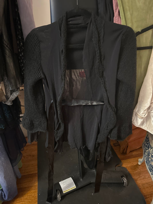 Black knit/sheer cardigan