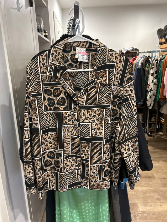 Animal print button up