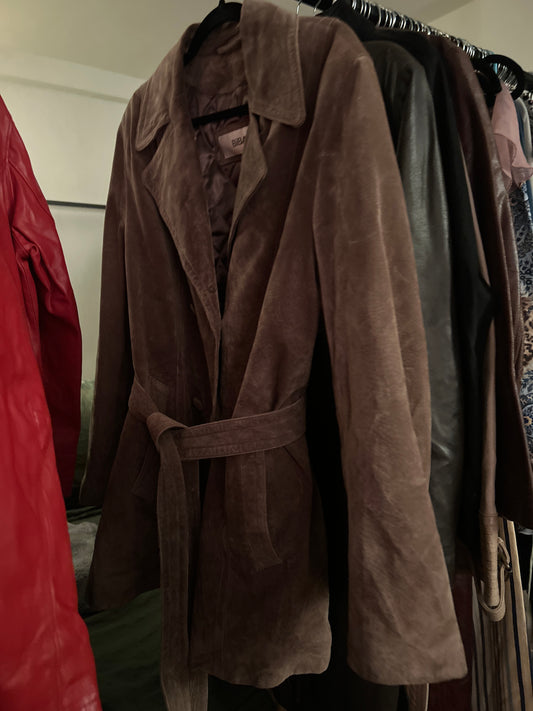 Biba brown suede trench coat