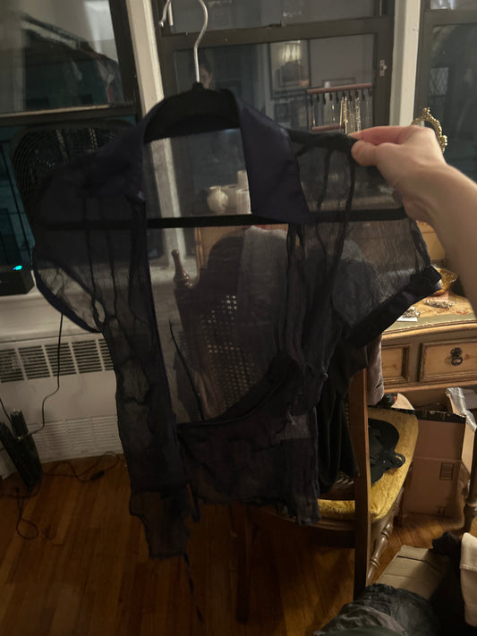 Black silk wrap top