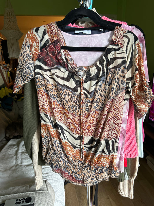 Mixed animal print top