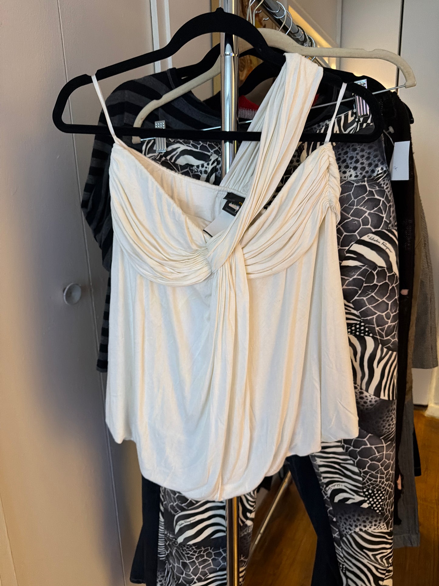 Fendi white one shoulder top