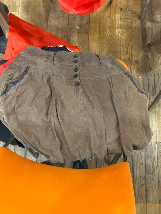 Brown corduroy bubble skirt 01505B