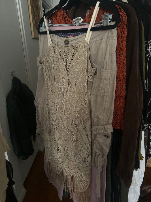 Nude shimmer lace dress