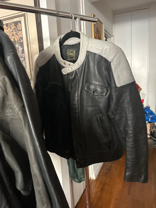 Echtes Leder black and gray leather jacket