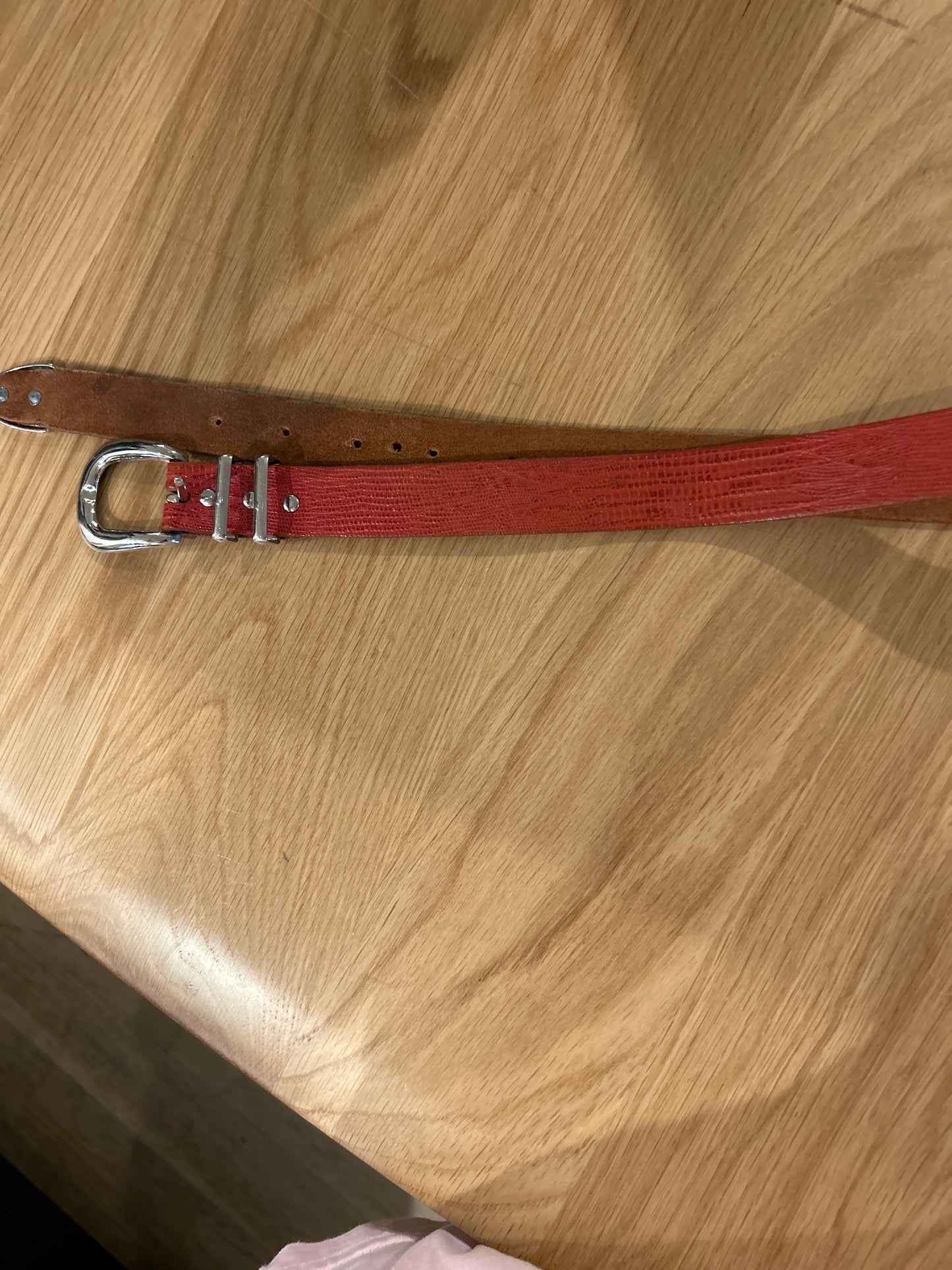 Red snakeskin belt