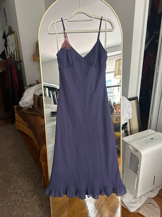 Purple dress pink flowers