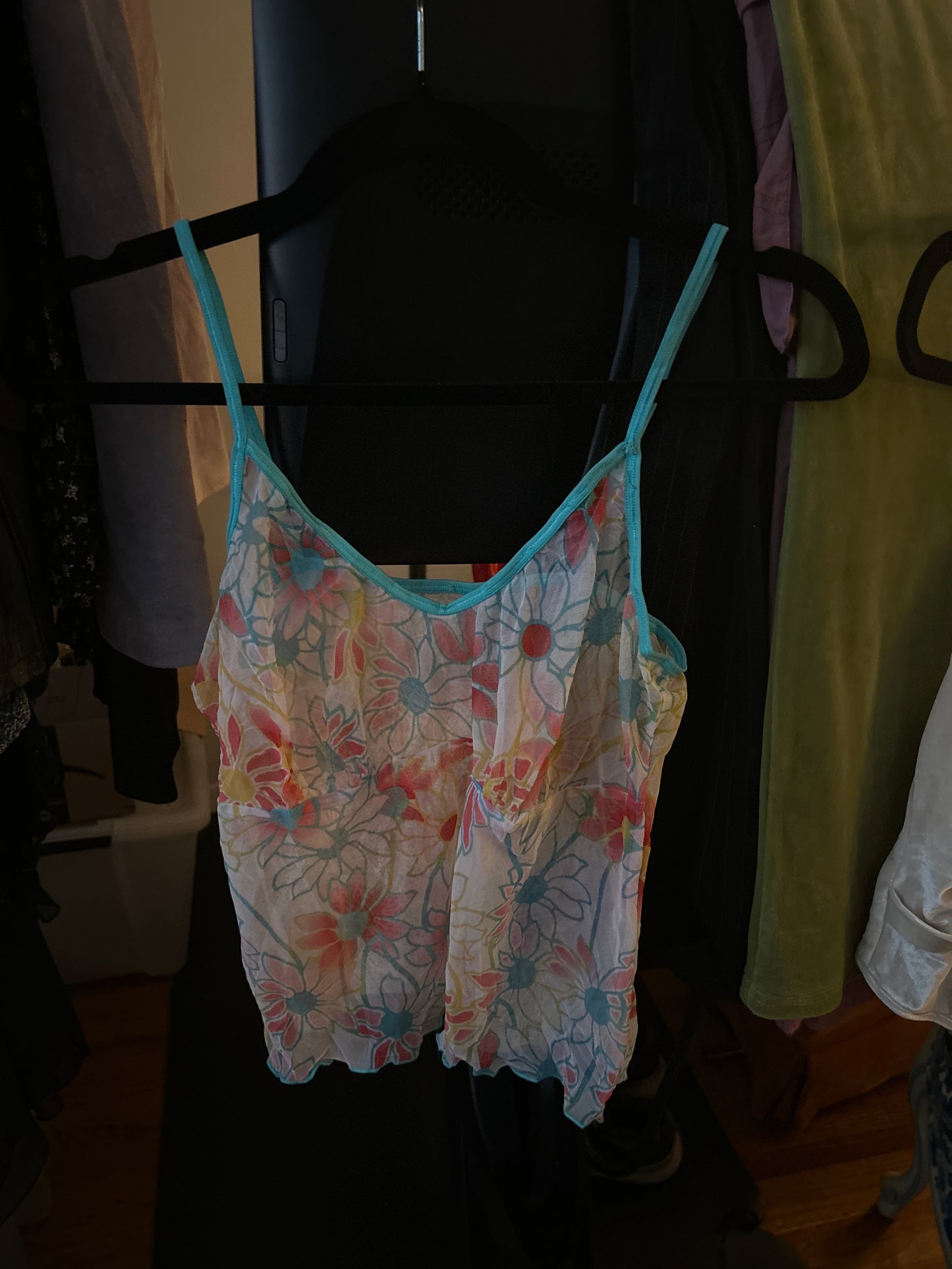 Sheer floral tank top