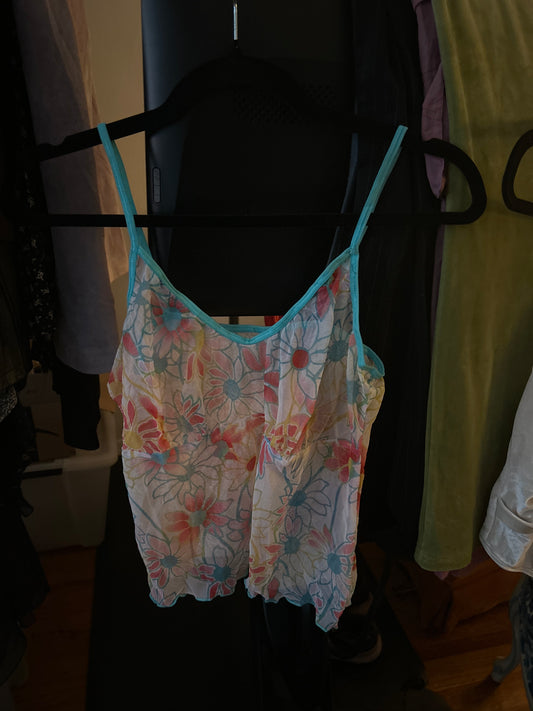 Sheer floral tank top