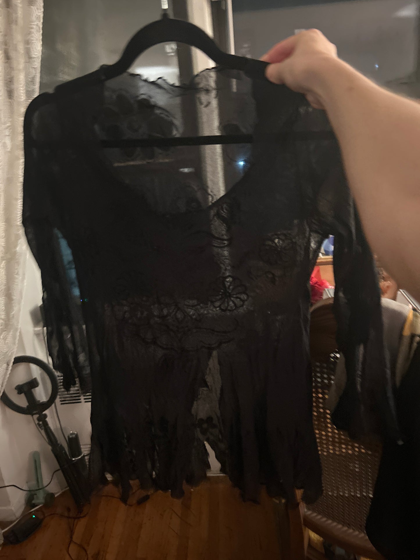 Sheer black floral top