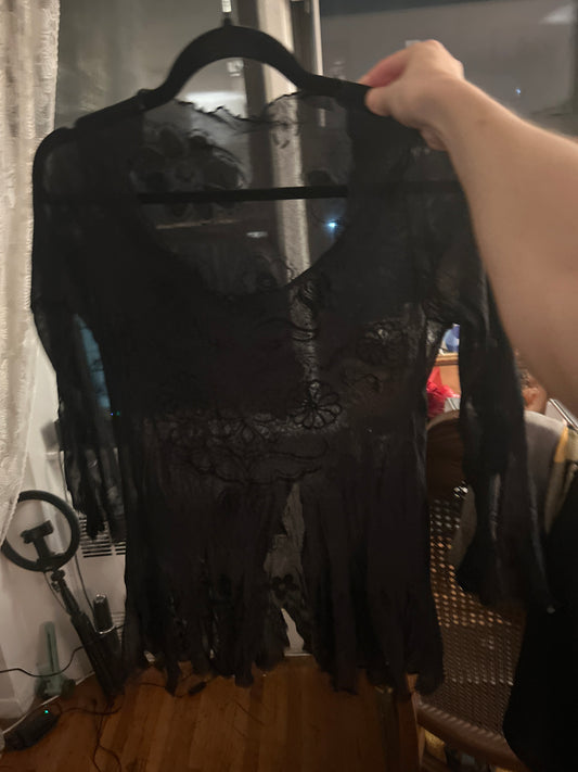 Sheer black floral top