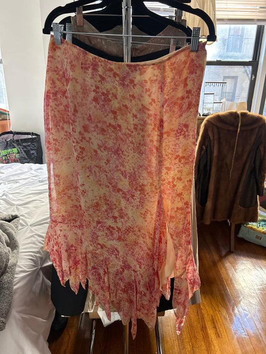 Bloomingdale's abstract floral silk skirt