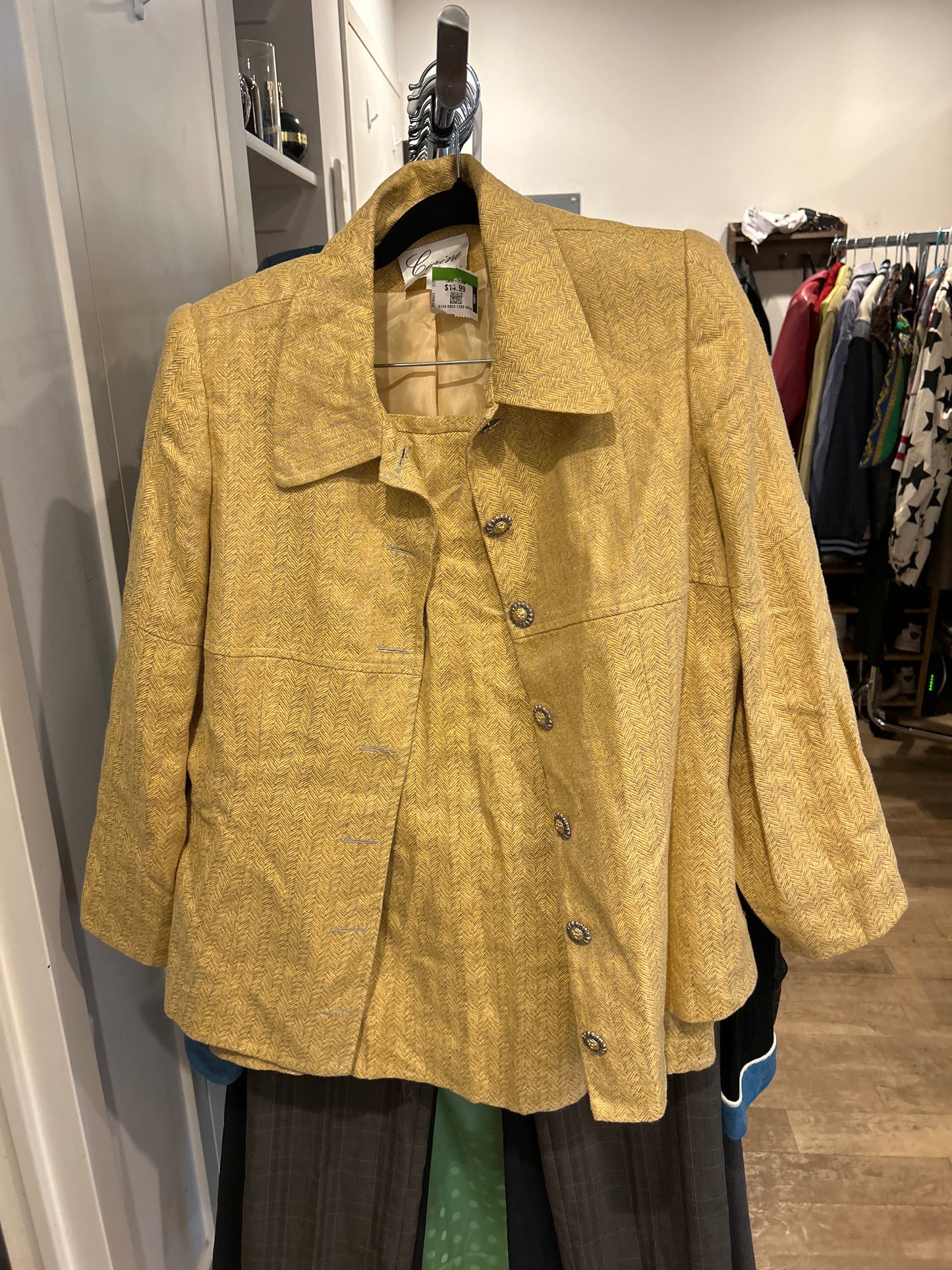 Carine yellow linen blazer/skirt set