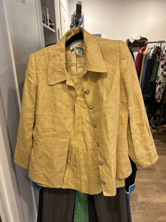 Carine yellow linen blazer/skirt set