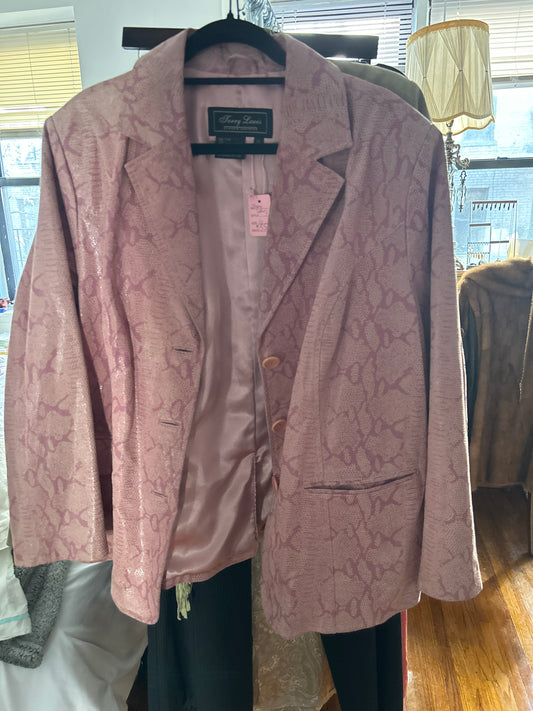 Pink snakeskin leather blazer jacket
