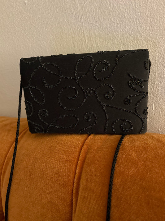Vintage black beaded evening bag