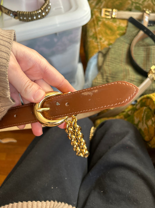 JM brown gold metal belt 164