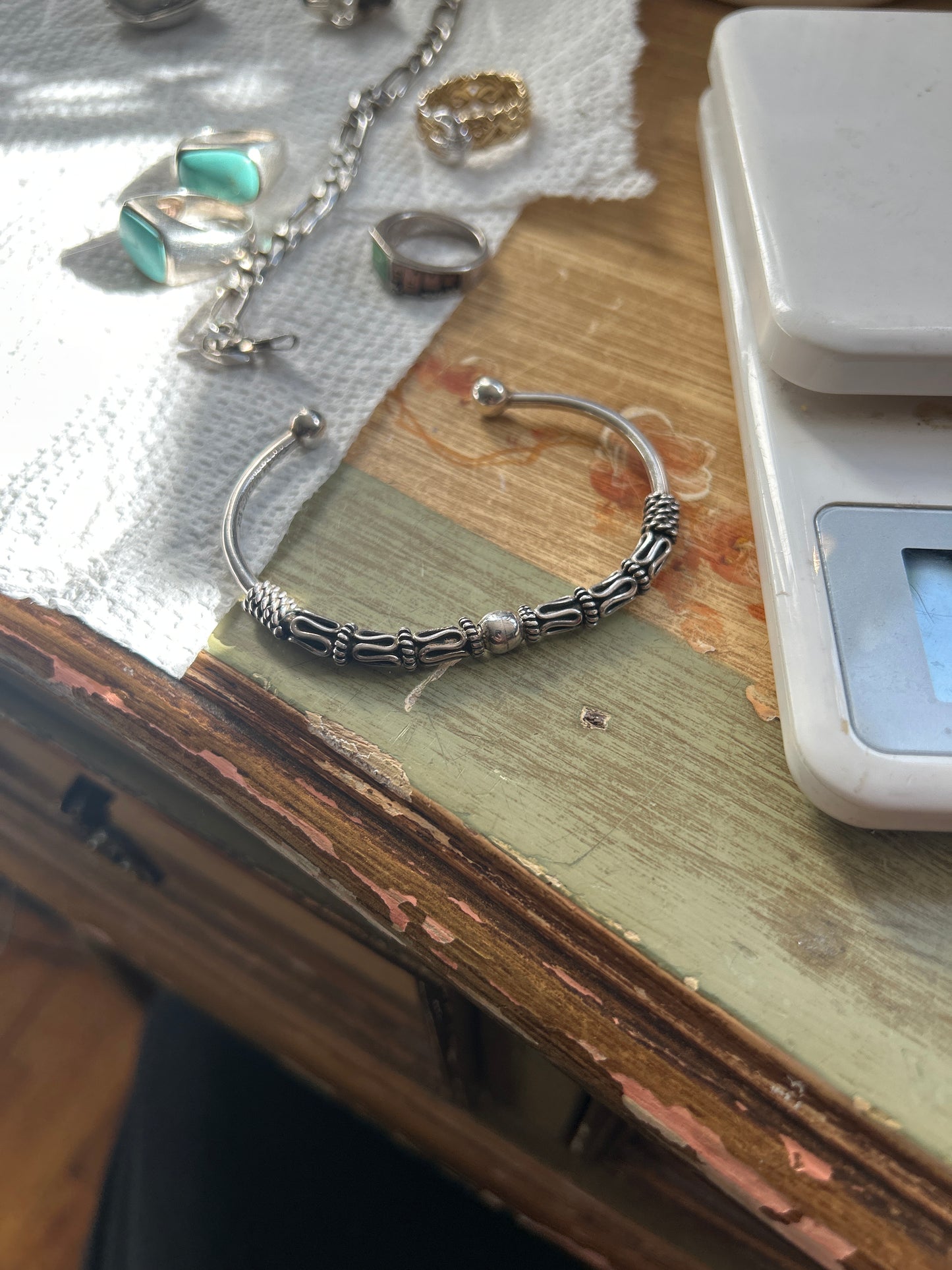 Sterling silver Byzantine cuff bracelet 01502T