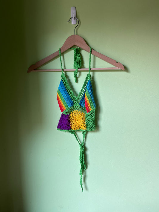 Rainbow Crochet Halter Top