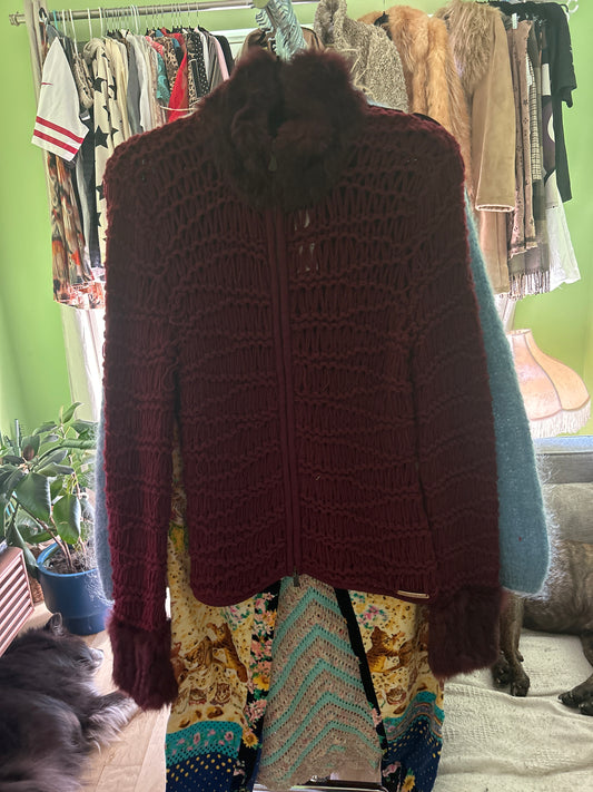 Versace Jean couture sweater w fur