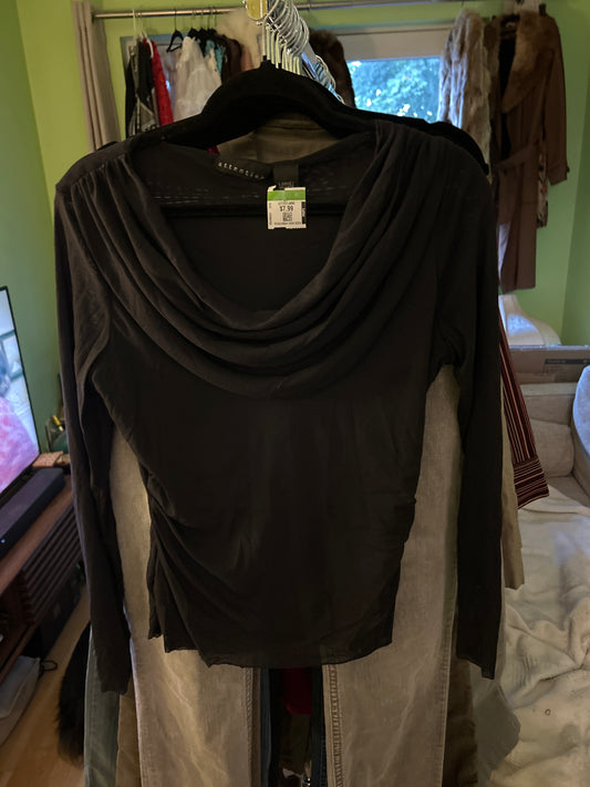 Attention semi sheer scoop neck top